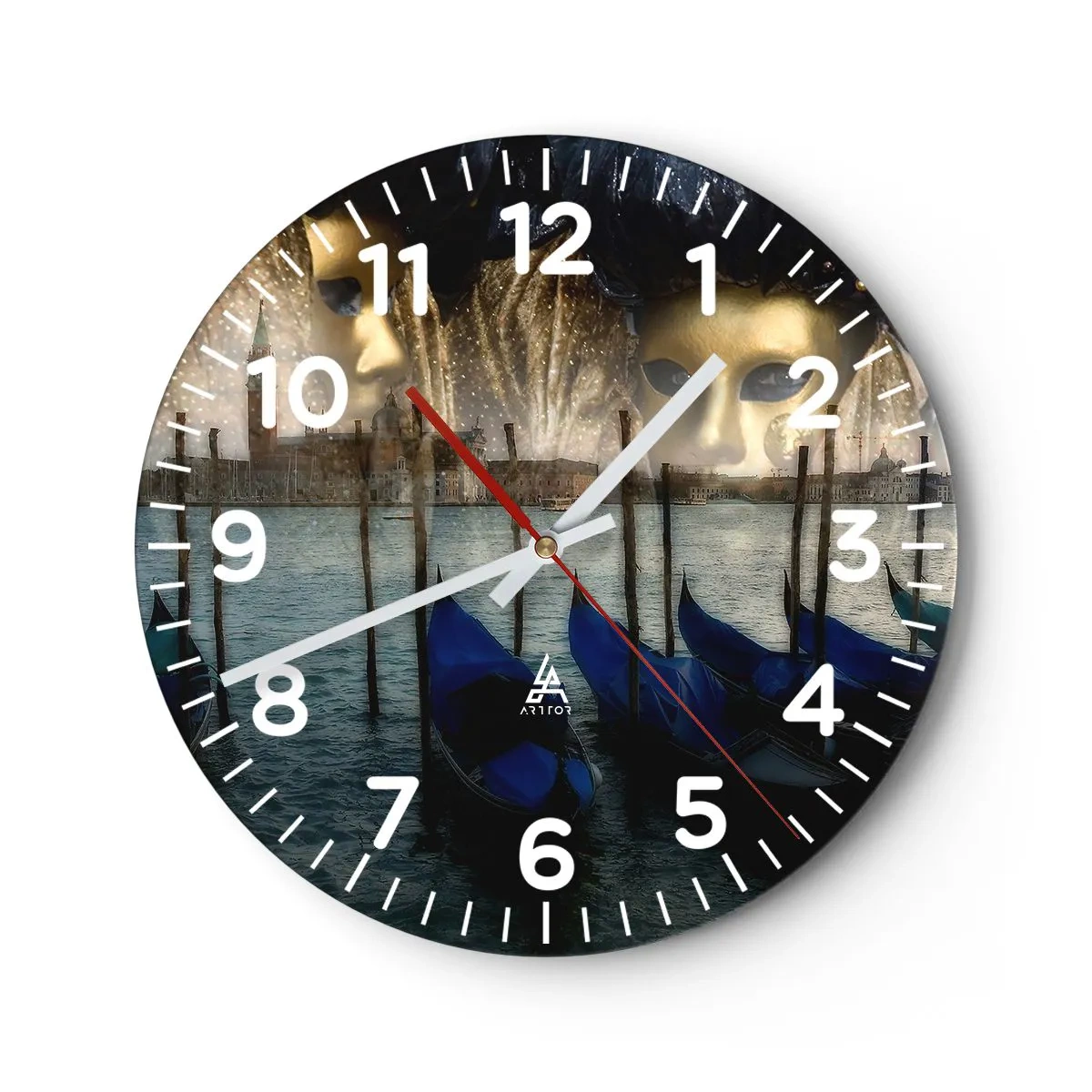 Wall clock - Clock on glass - Time to Start the Carnival - 40x40 cm