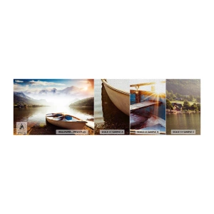 Photo Wallpaper Sample Premium Canvas - By the Great, Clear Waters - Landscape, Lake, Mountains - 100x30 cm