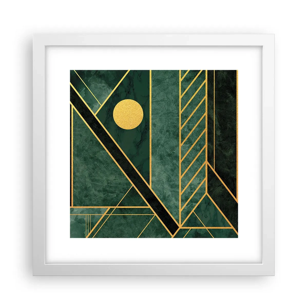 Poster in white frmae - Dynamics of Gold and Azure - 30x30 cm