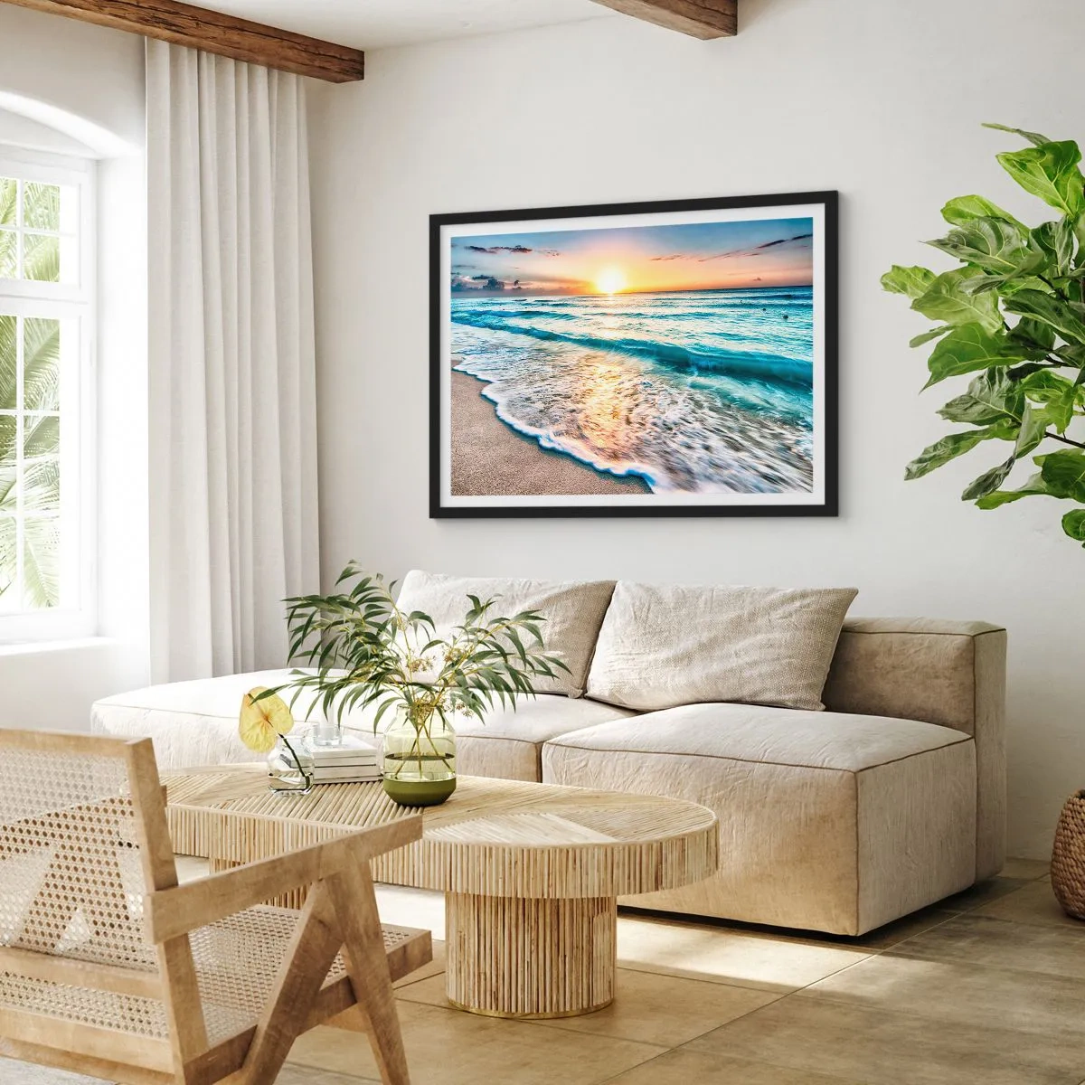 Poster in black frame - Sunset View - 100x70 cm