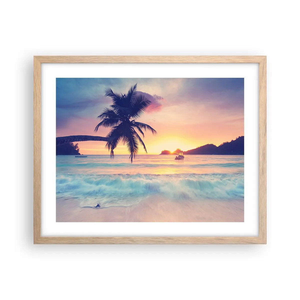 Poster in light oak frame - Evening in a Bay - 50x40 cm
