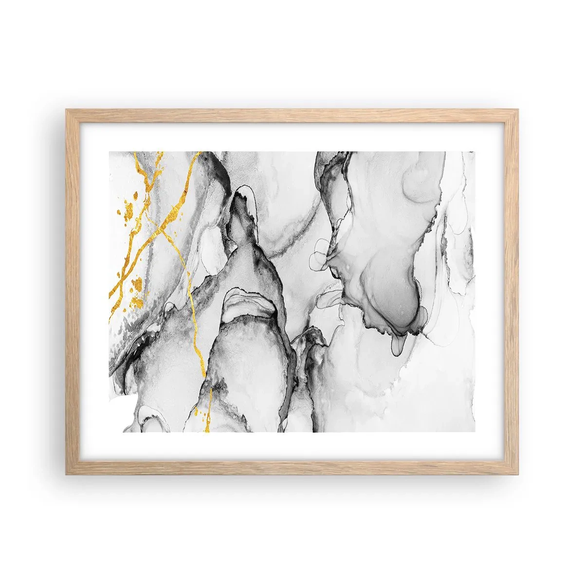 Poster in light oak frame - Composition with a Golden Motif - 50x40 cm