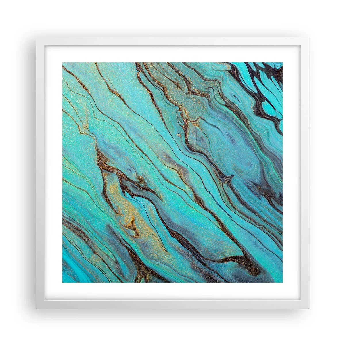 Poster in white frmae - Turquoise Tide - 50x50 cm