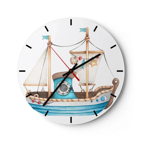 Wall clock - Clock on glass - Ahoy, Adventure! - 40x40 cm