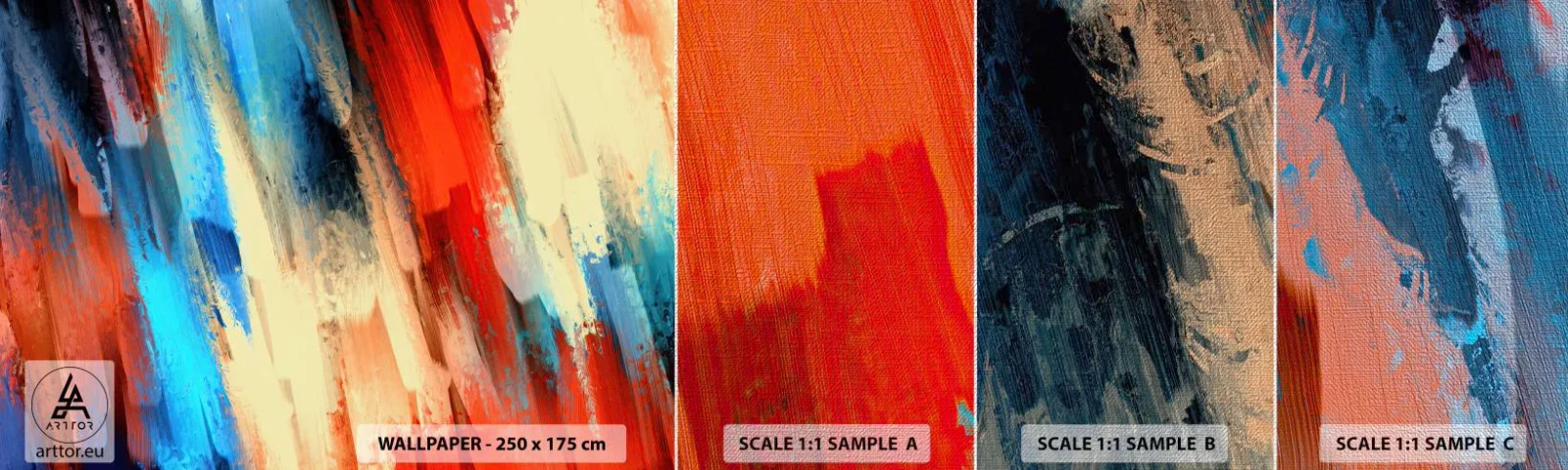 Photo Wallpaper Sample Premium Canvas - Cascade of Colours - Abstraction, Piece, Modern Pattern - 100x30 cm
