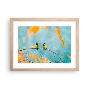 Poster in light oak frame - Birdy Gossip - 40x30 cm