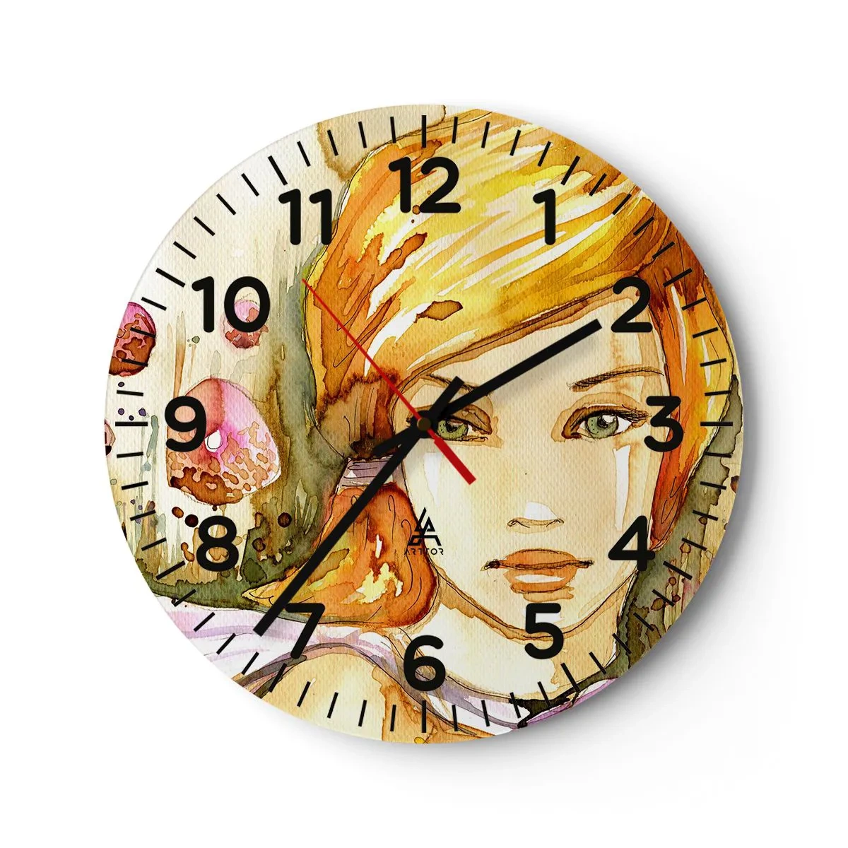 Wall clock - Clock on glass - Emerald Gaze, which Silences Anger - 30x30 cm