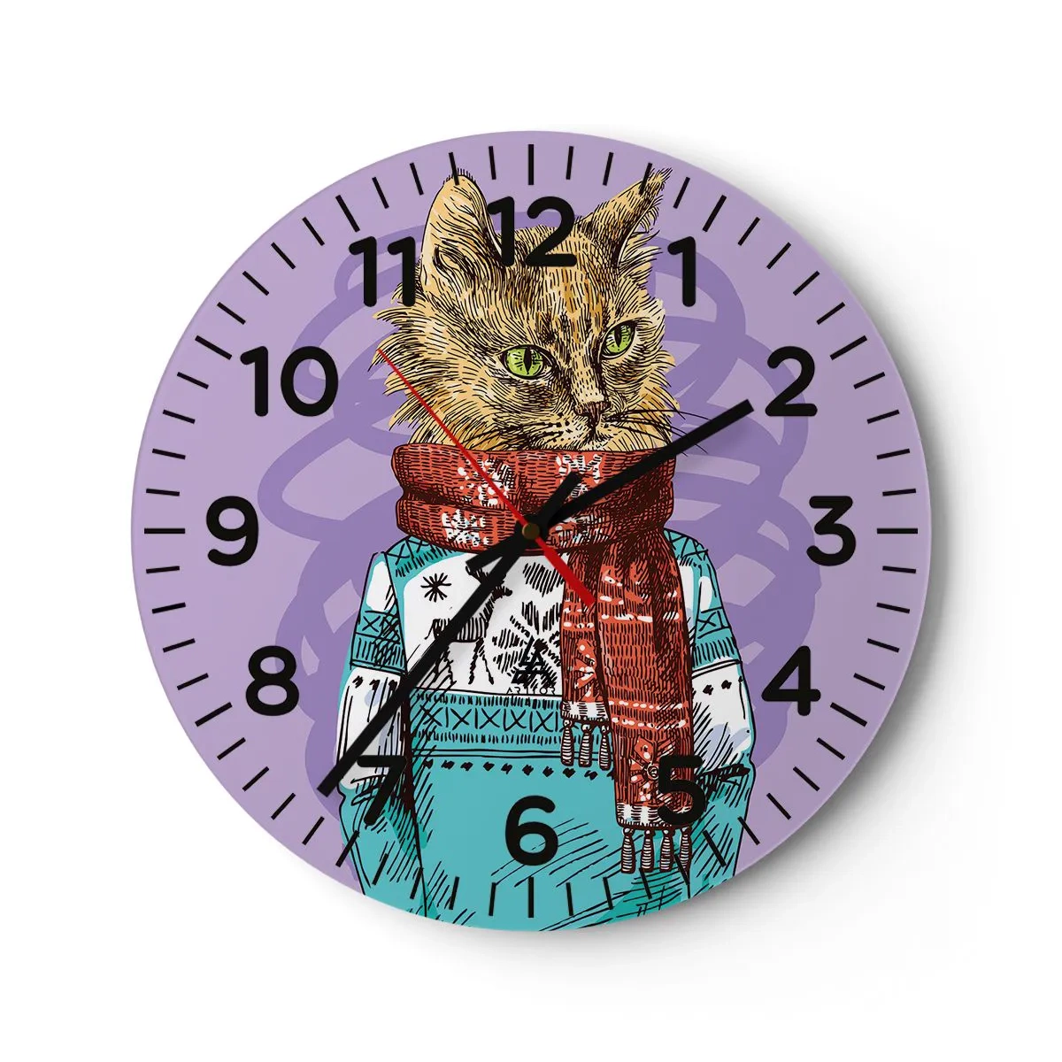 Wall clock - Clock on glass - Cat Not Only in Boots - 30x30 cm