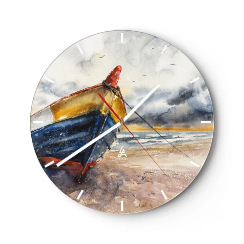 Wall clock - Clock on glass - Rest On the Shore - 40x40 cm
