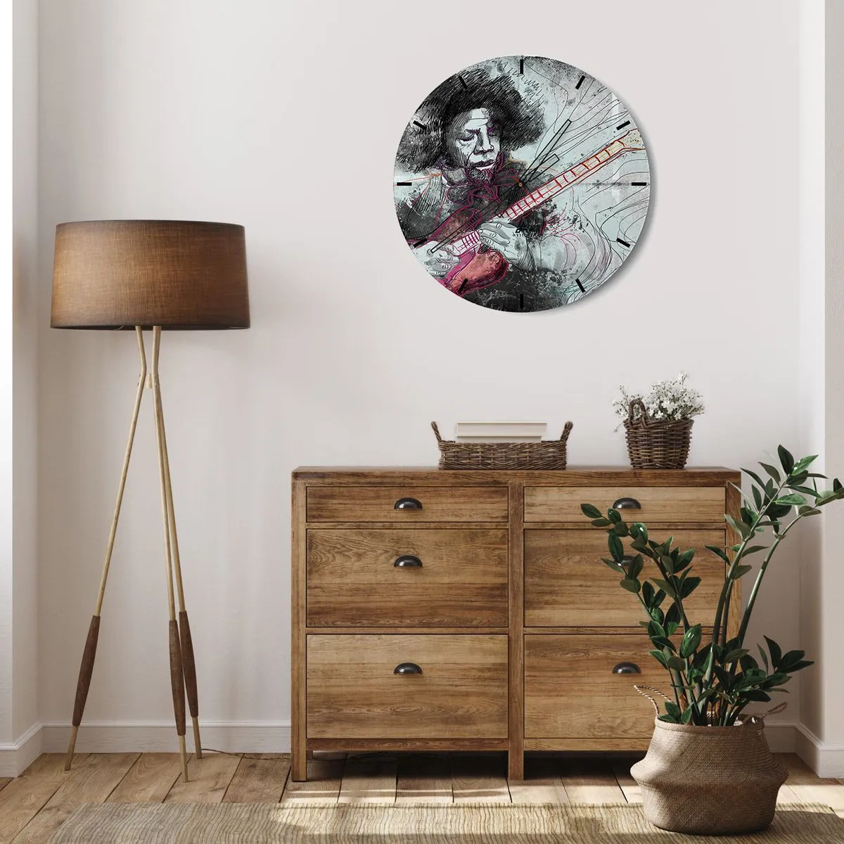 Wall clock - Clock on glass - On the Waves of Music - 40x40 cm