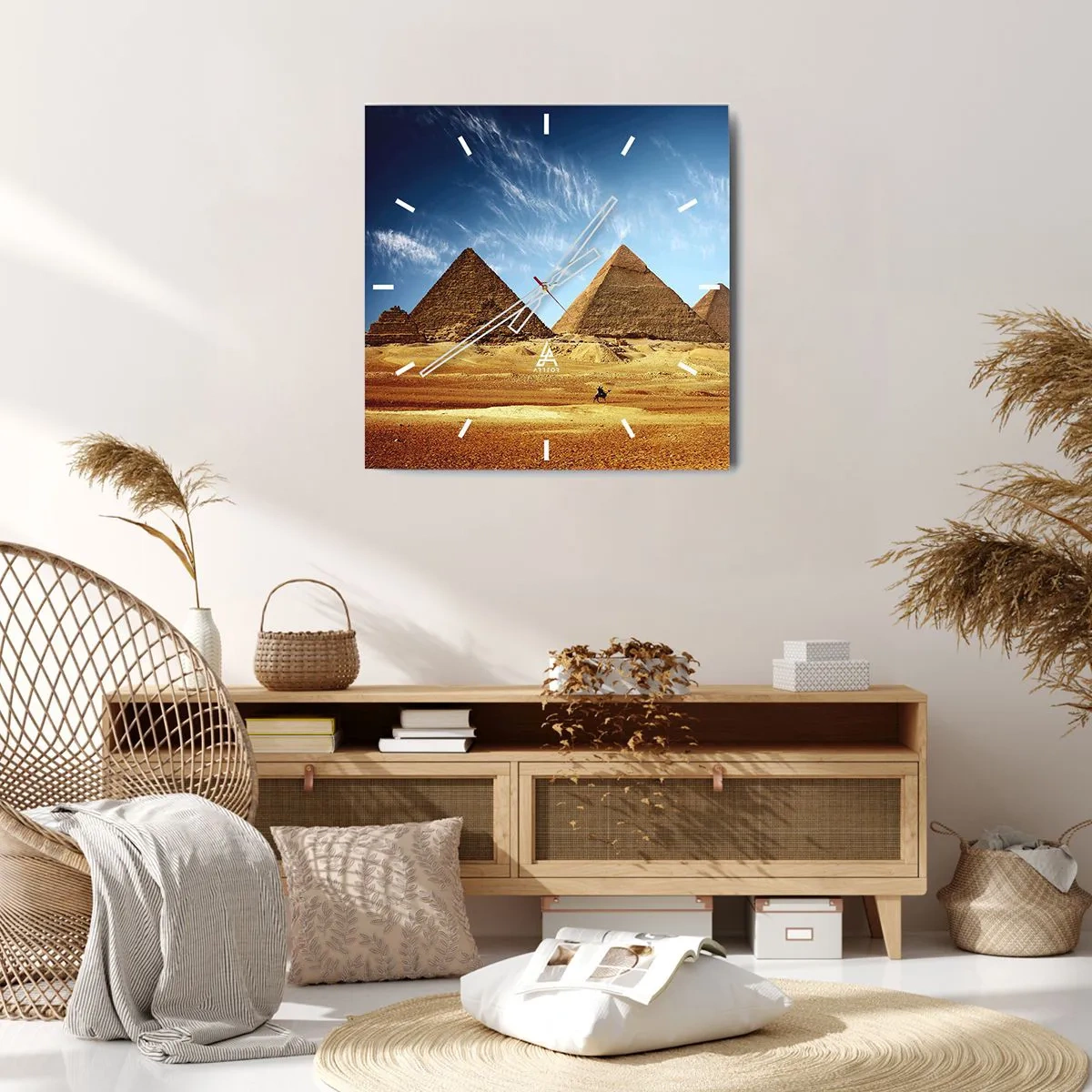 Wall clock - Clock on glass - 40 Centuries Looking at Us - 40x40 cm