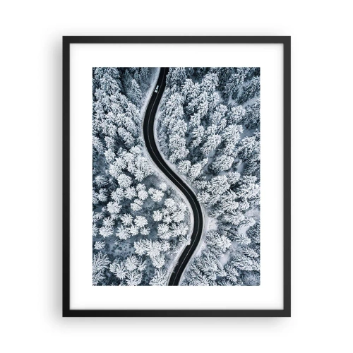Poster in black frame - Through Wintery Forest - 40x50 cm