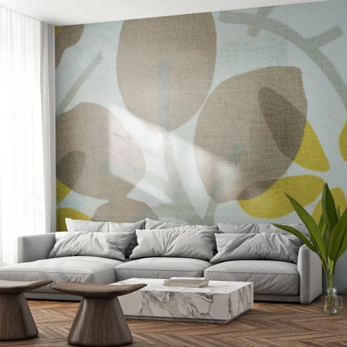 Photo Wallpaper Premium Sand - Composition in Full Sunlight - Boho, Flowers, Minimalism - 500x350 cm