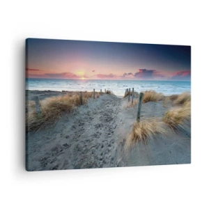 Canvas picture - Path leading to the beach at sunset - 70x50cm - You Have Spilled a Rainbow of Sparkles… - Modern wall decoration for the living room and bedroom ARTTOR