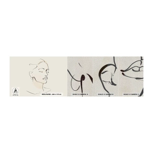 Photo Wallpaper Sample Premium Sand - With a Decisive Line - Abstraction, Woman's Face, Lineart - 100x30 cm