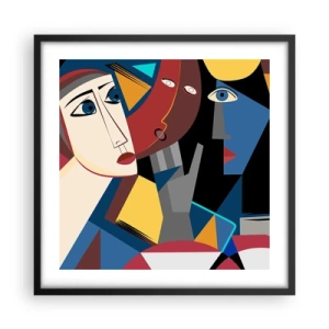 Poster in black frame - Conversation of Cubists - 50x50 cm