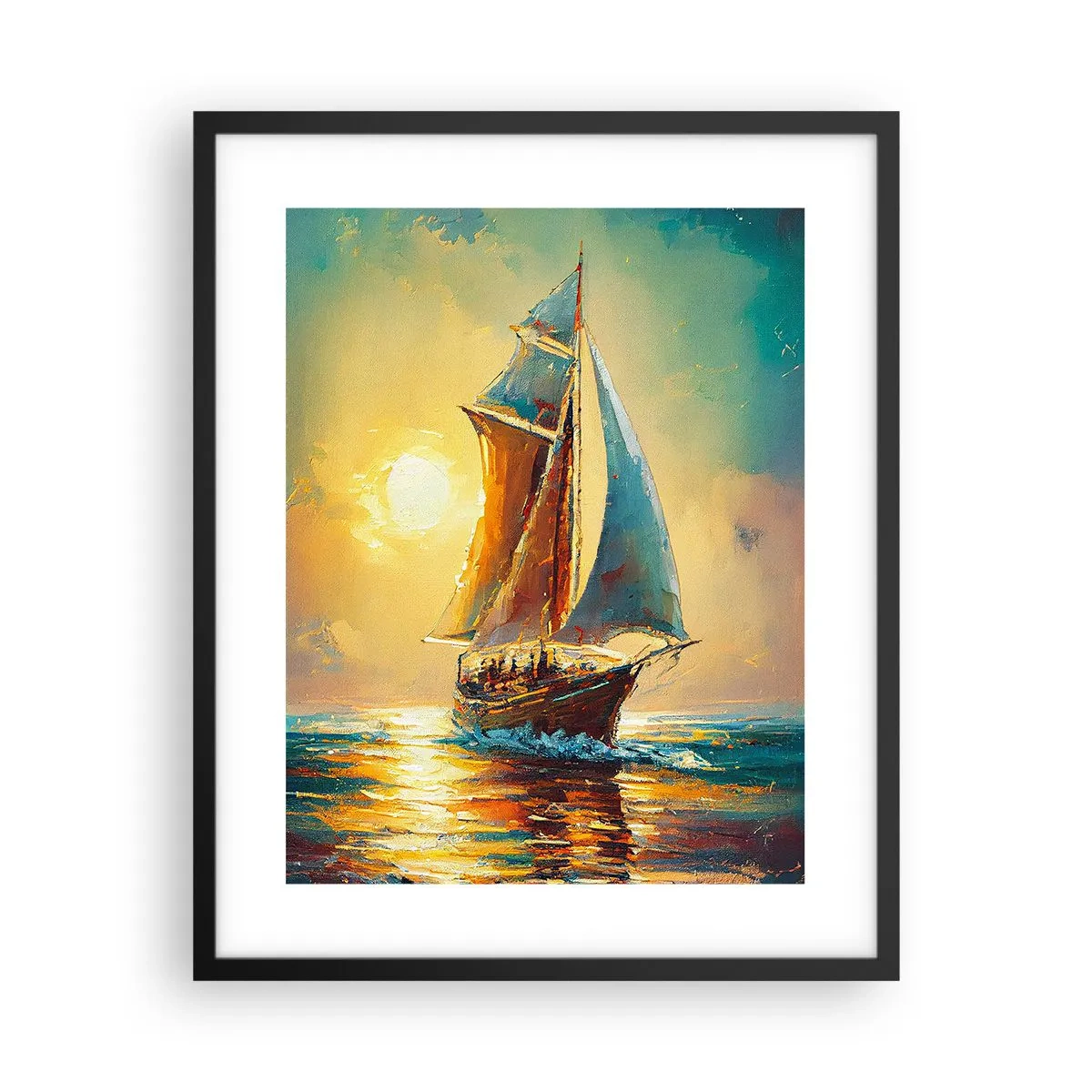 Poster in black frame - Under Full Sails - 40x50 cm