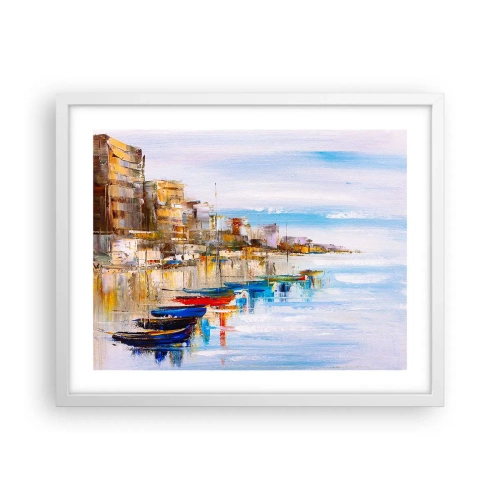 Poster in white frmae - Multicolour Town Marina - 50x40 cm