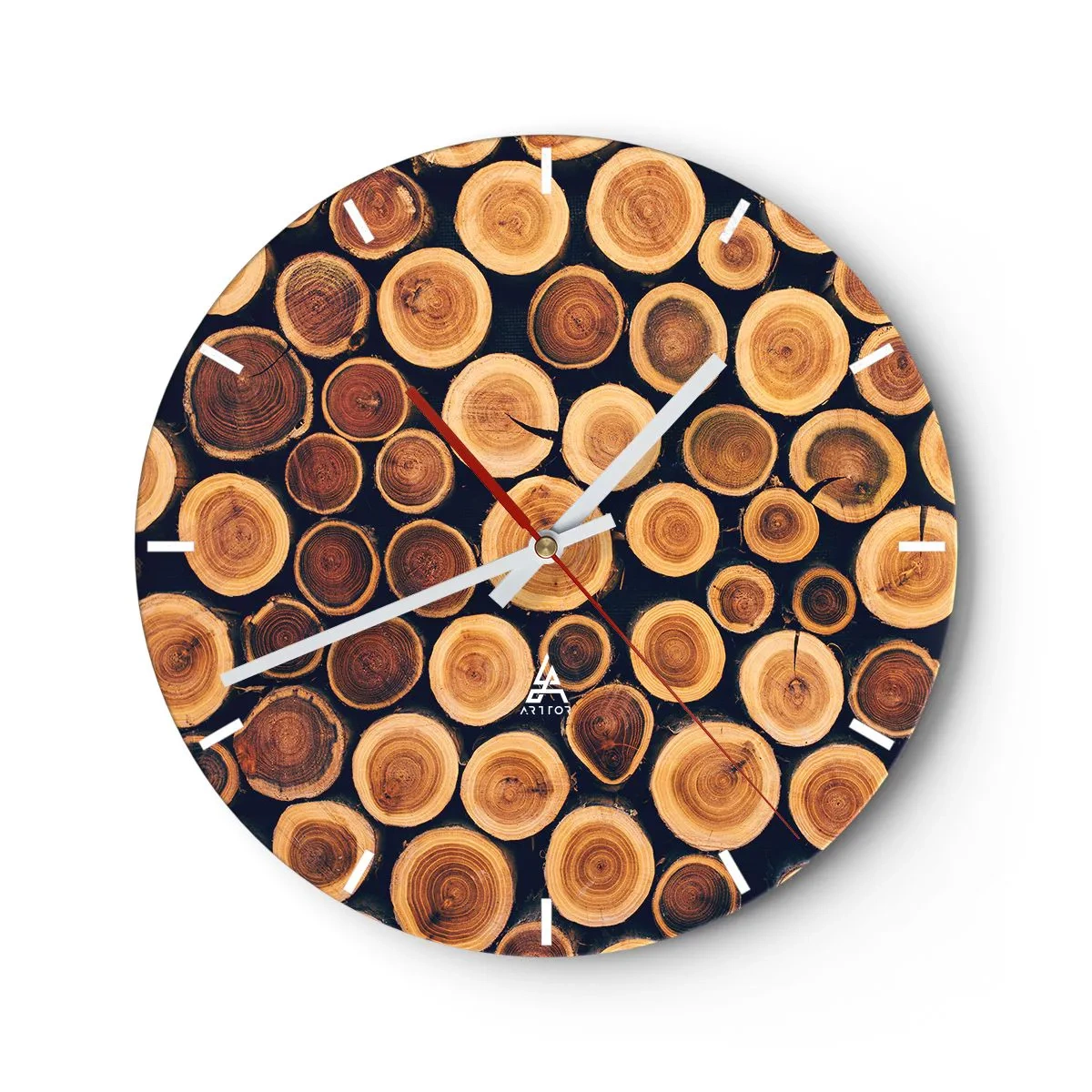 Wall clock - Clock on glass - Natural wood arranged in a circle shape - 30x30cm - How Much Do You Give Me? - Modern wall decoration for the living room, kitchen, and bedroom ARTTOR