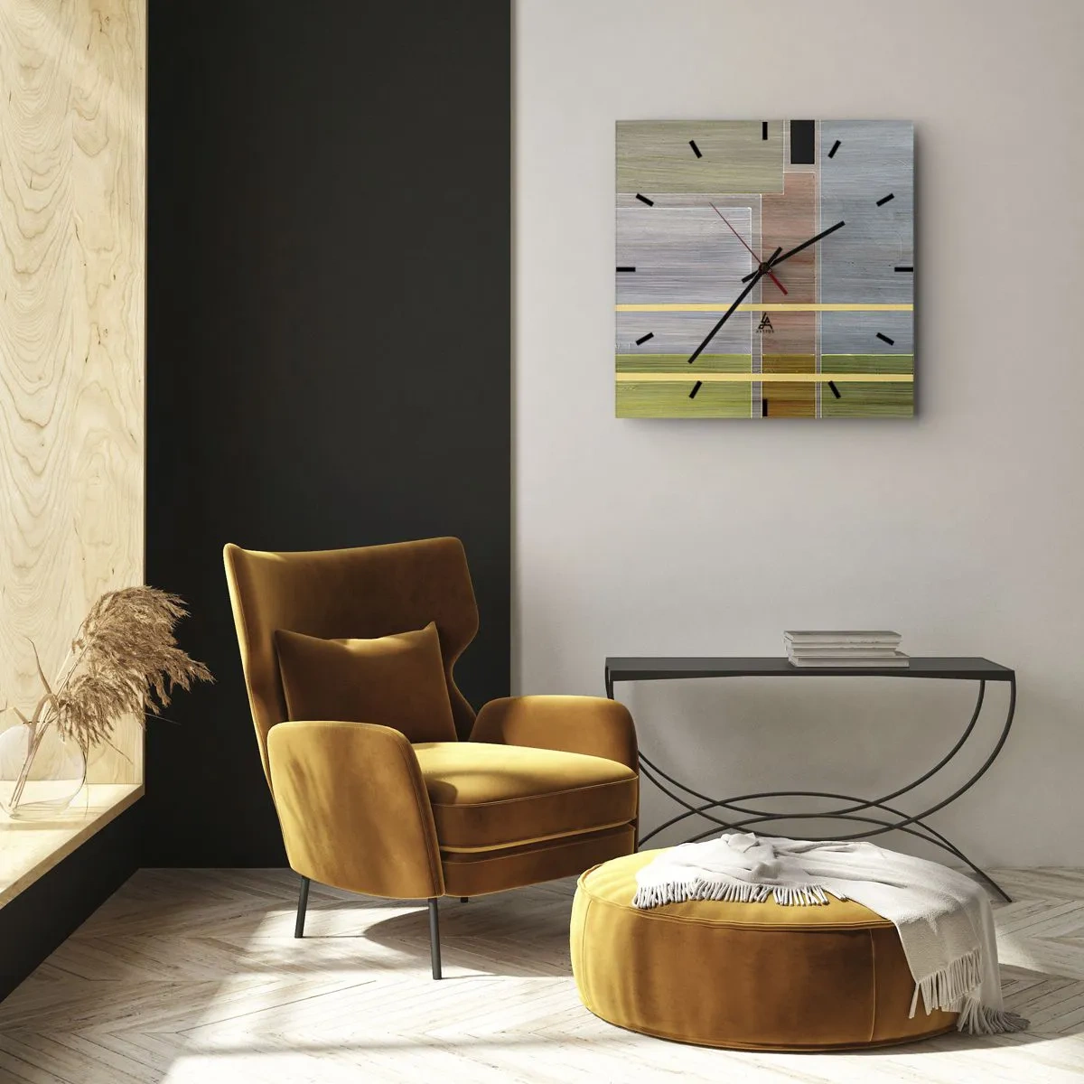 Wall clock - Clock on glass - Straight and Calm - 40x40 cm
