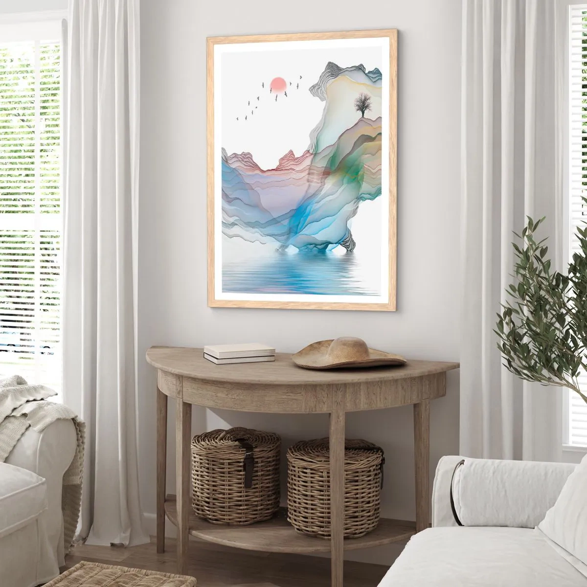 Poster in light oak frame - Towards Crystal Mountains - 70x100 cm