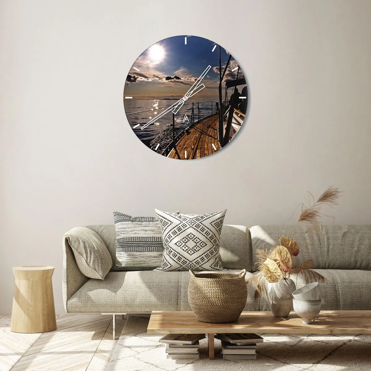 Wall clock - Clock on glass - Under the Sails towards the Sun - 30x30 cm