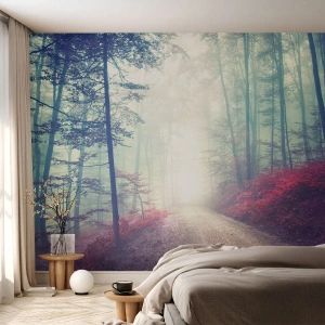 Photo Wallpaper Premium Sand - Early Bird - Landscape, Forest, Forest Road - 200x140 cm