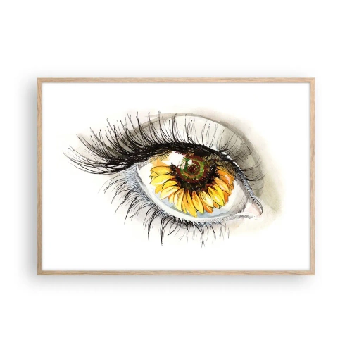 Poster in light oak frame - Look Hot As a Summer - 100x70 cm