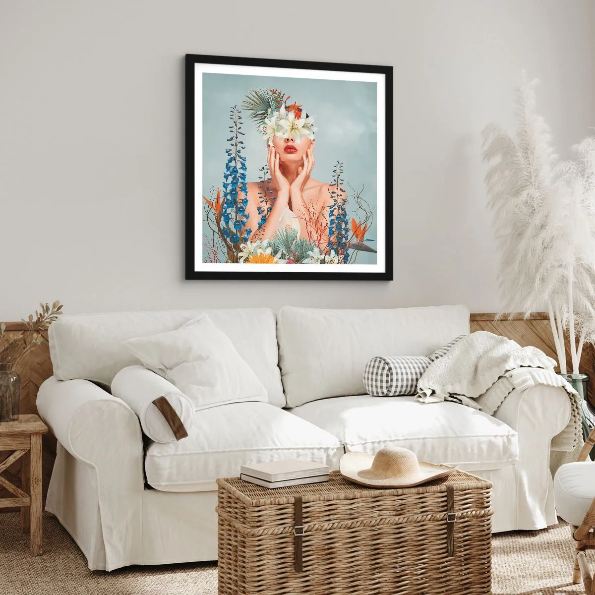 Poster in black frame - Woman – Flower - 50x50 cm