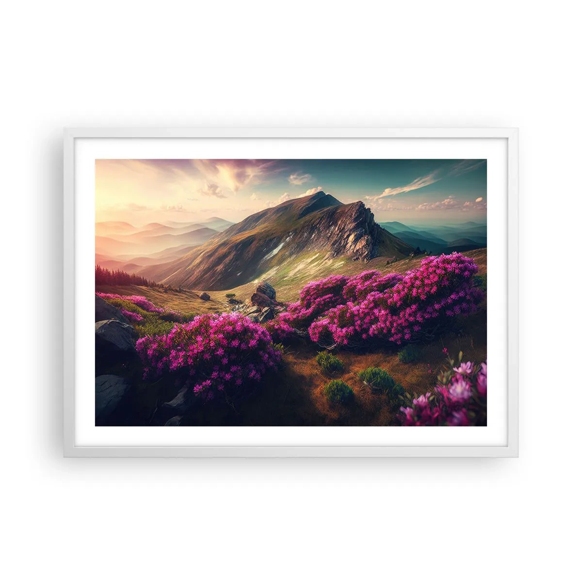 Poster in white frmae - Summer in the Mountains - 70x50 cm