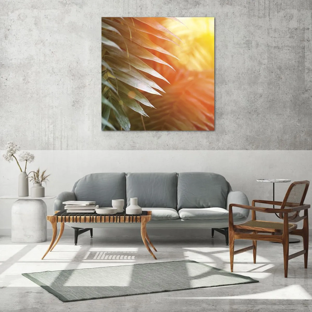 Glass picture - Morning in the Jungle - 60x60 cm