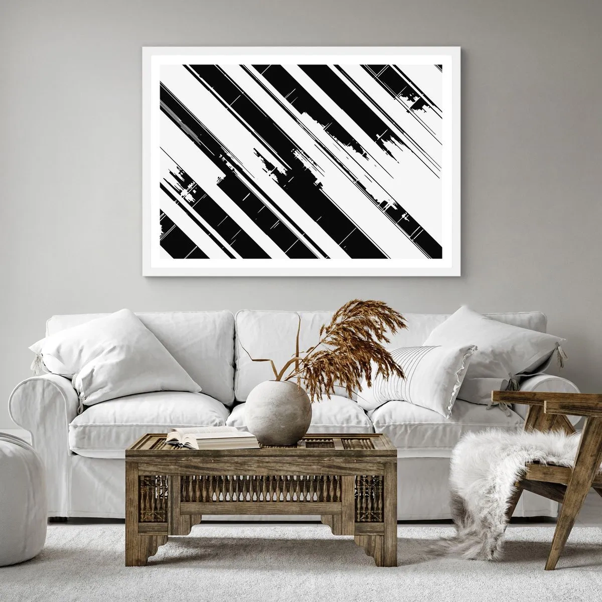 Poster in white frmae - Intensive and Dynamic Composition - 50x50 cm