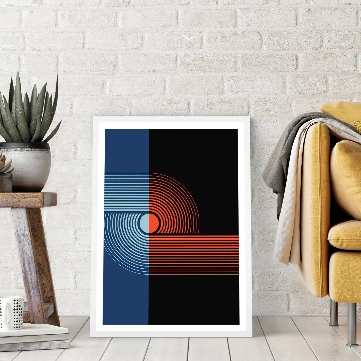 Poster in white frmae - In a Geometrical Embrace - 61x91 cm