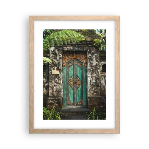 Poster in light oak frame - Door to Exotic World - 30x40 cm