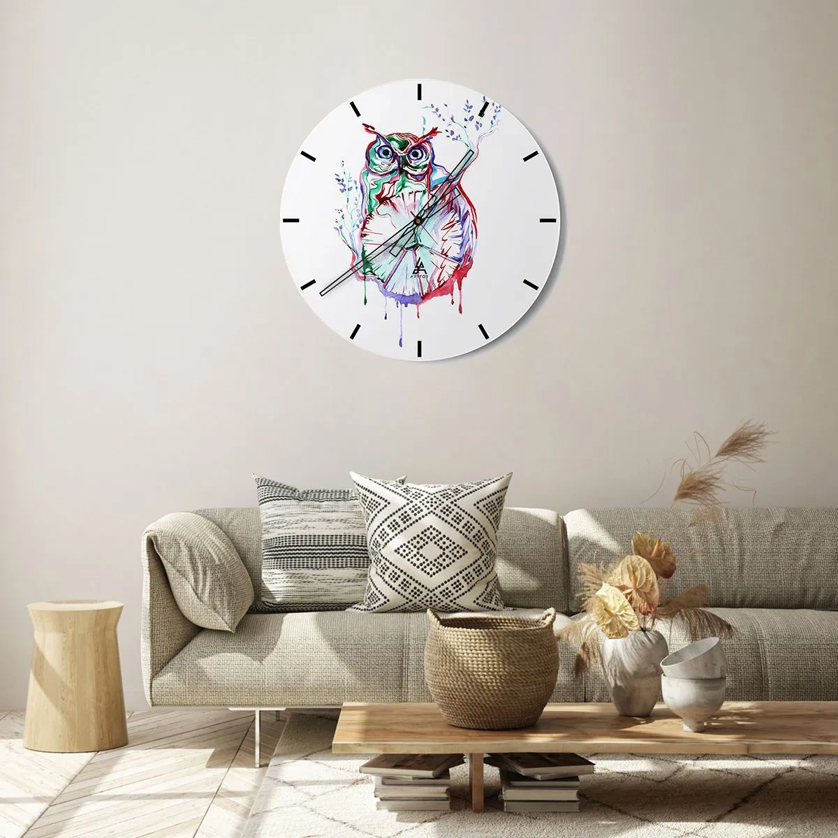 Wall clock - Clock on glass - Wise by Nature - 40x40 cm