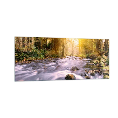 Glass picture - Malachite in Silver and Gold Setting - 100x40 cm