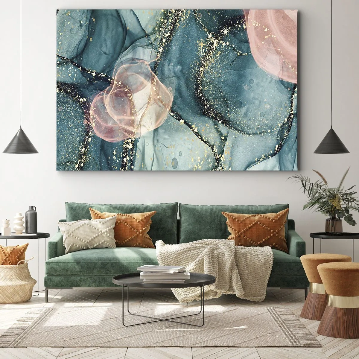 Canvas picture - Silm Blue, Tulle Pink - 100x70 cm