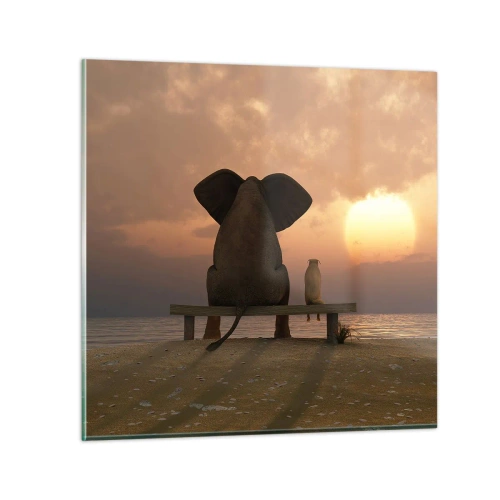 Glass picture - It Feels Good to Be Quiet Together - 60x60 cm