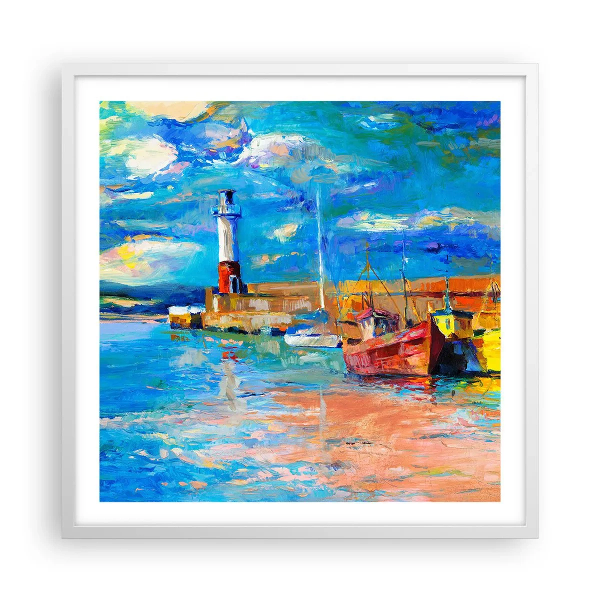 Poster in white frmae - Afternoon in a Rainbow Bay - 60x60 cm