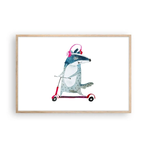 Poster in light oak frame - Joys of a Badger - 91x61 cm