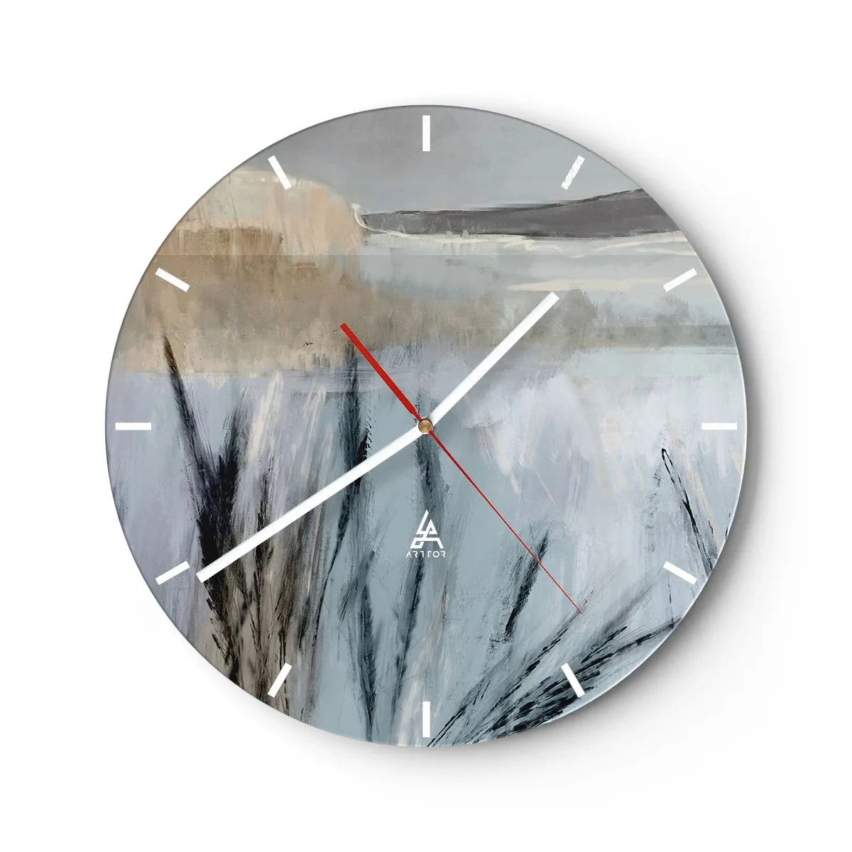 Wall clock - Clock on glass - Winter Fields - 40x40 cm