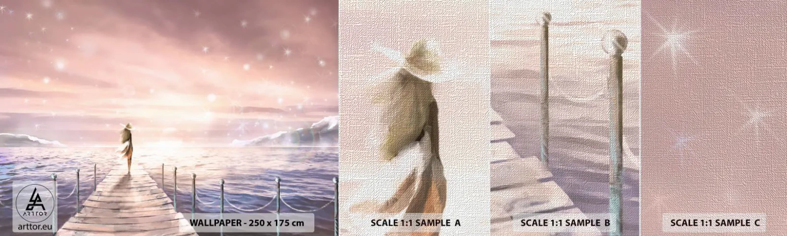 Photo Wallpaper Sample Premium Canvas - In a Dream World - Landscape, Woman, Sea - 100x30 cm