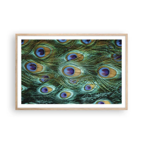 Poster in light oak frame - Peacock Eyes - 91x61 cm