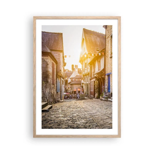 Poster in light oak frame - White Spirit of a Town - 50x70 cm