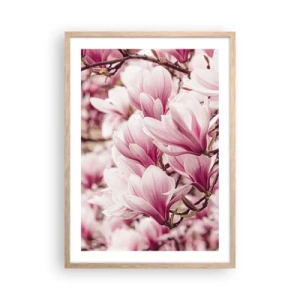 Poster in light oak frame - Spring is Pink - 50x70 cm