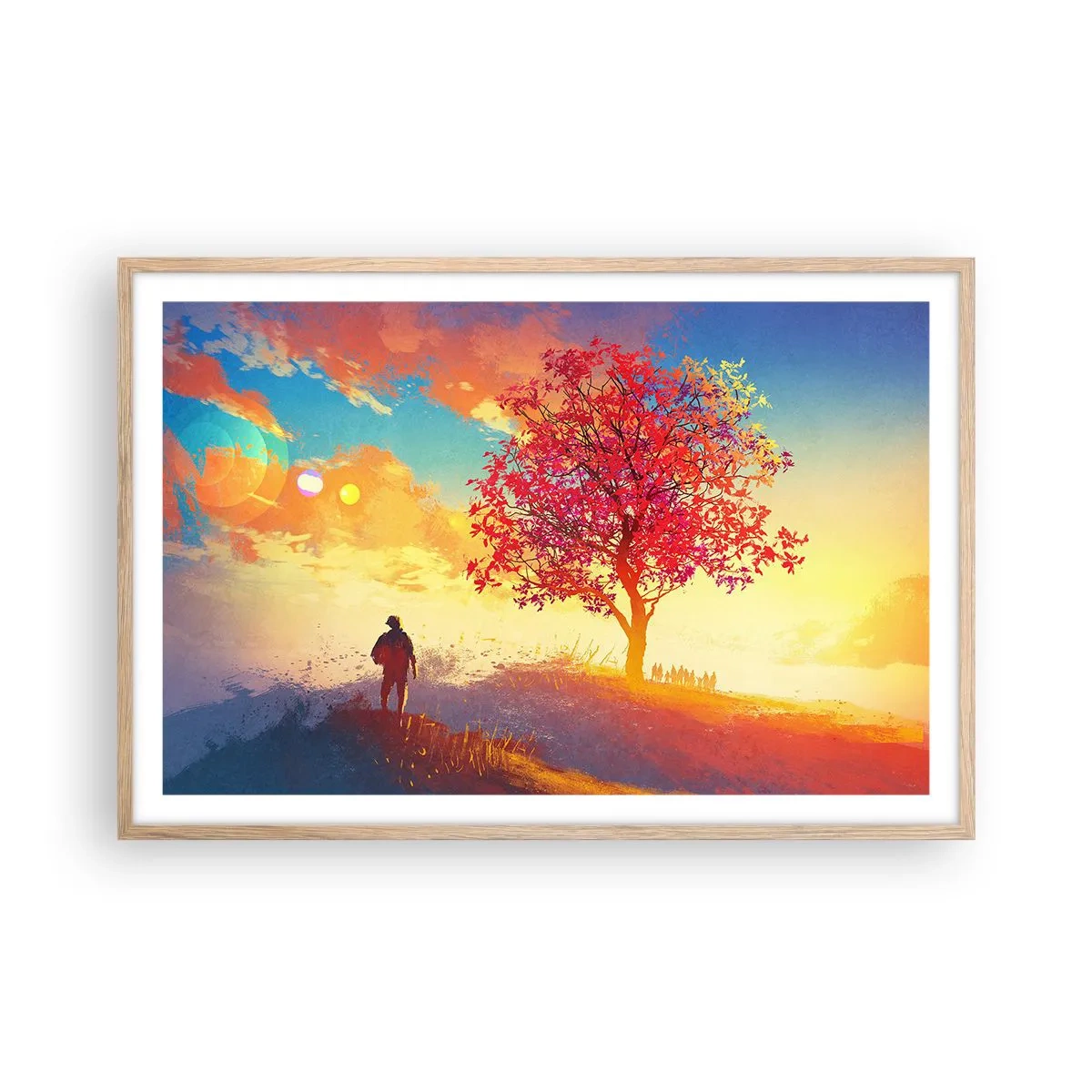 Poster in light oak frame - Pilgrim at Its Goal - 91x61 cm