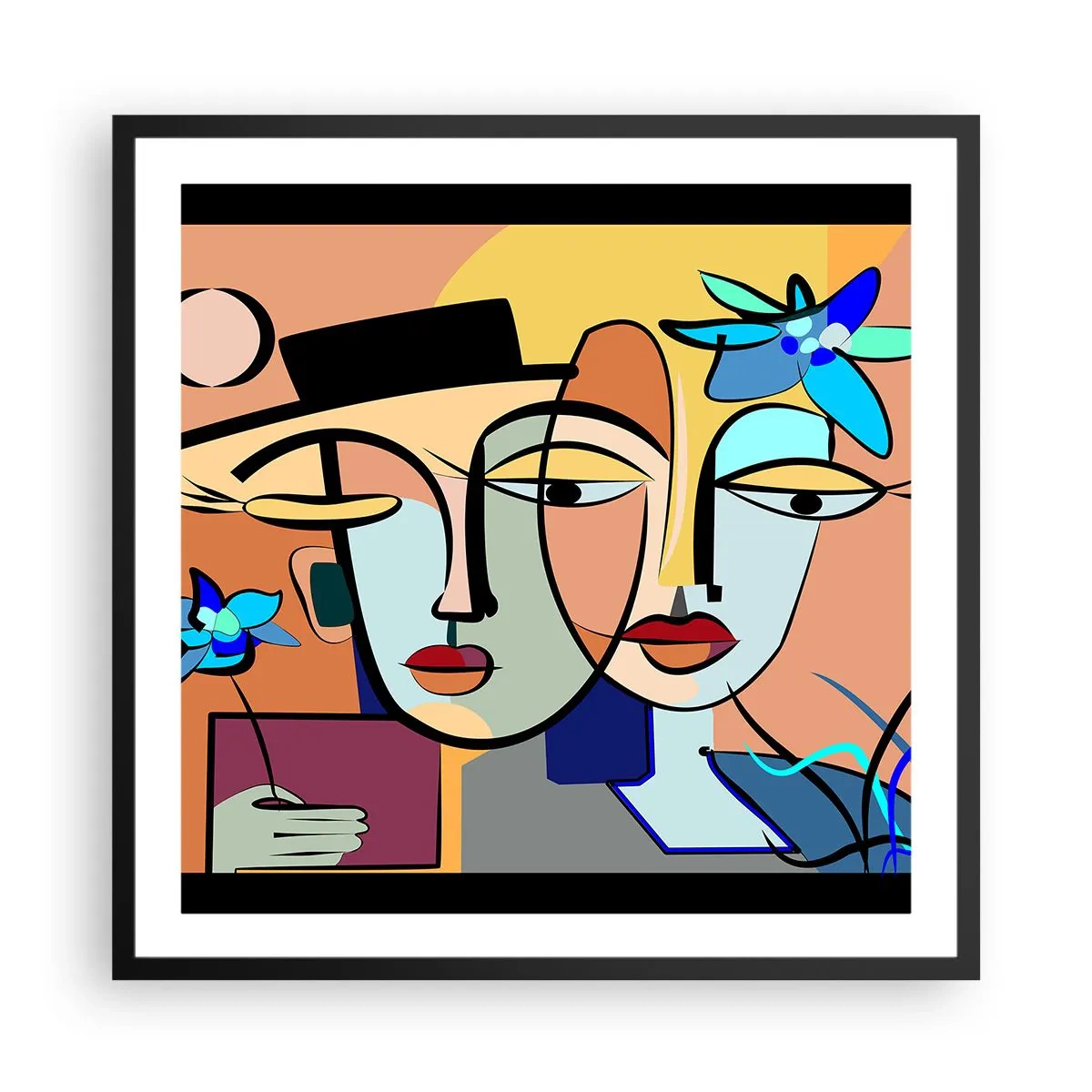 Poster in black frame - Rendez-vous Picasso Style - 60x60 cm