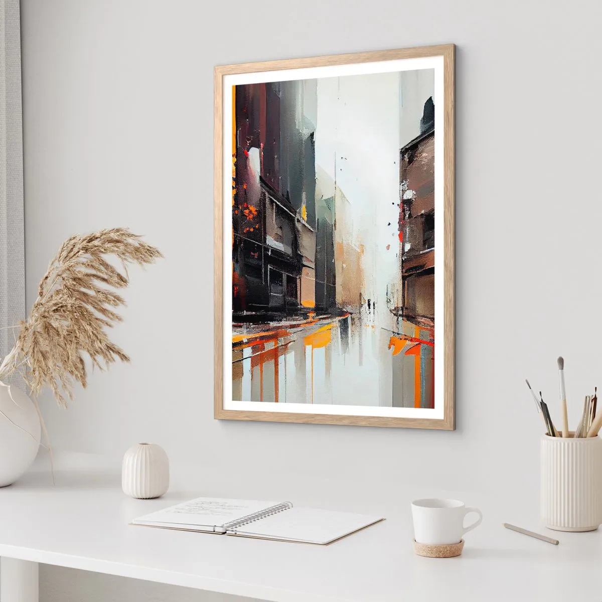 Poster in light oak frame - Rainy Day - 50x70 cm