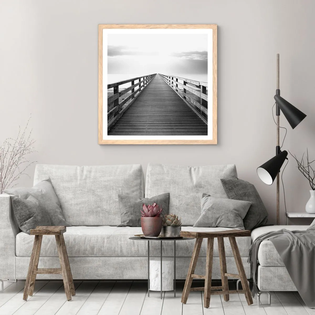 Poster in light oak frame - In the Distance… - 60x60 cm
