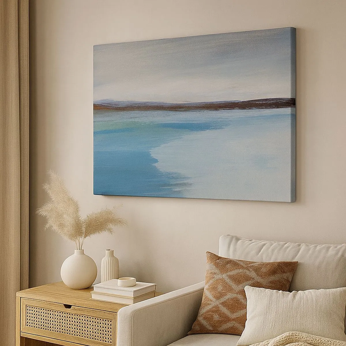 Canvas picture - A minimalist landscape with a waterline and horizon - 70x50cm - Horizontal Landscape - Modern wall decoration for the living room and bedroom ARTTOR